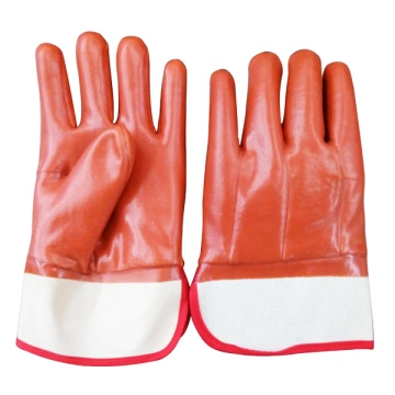 Safety cuff Coffee winter pvc dipped gloves
